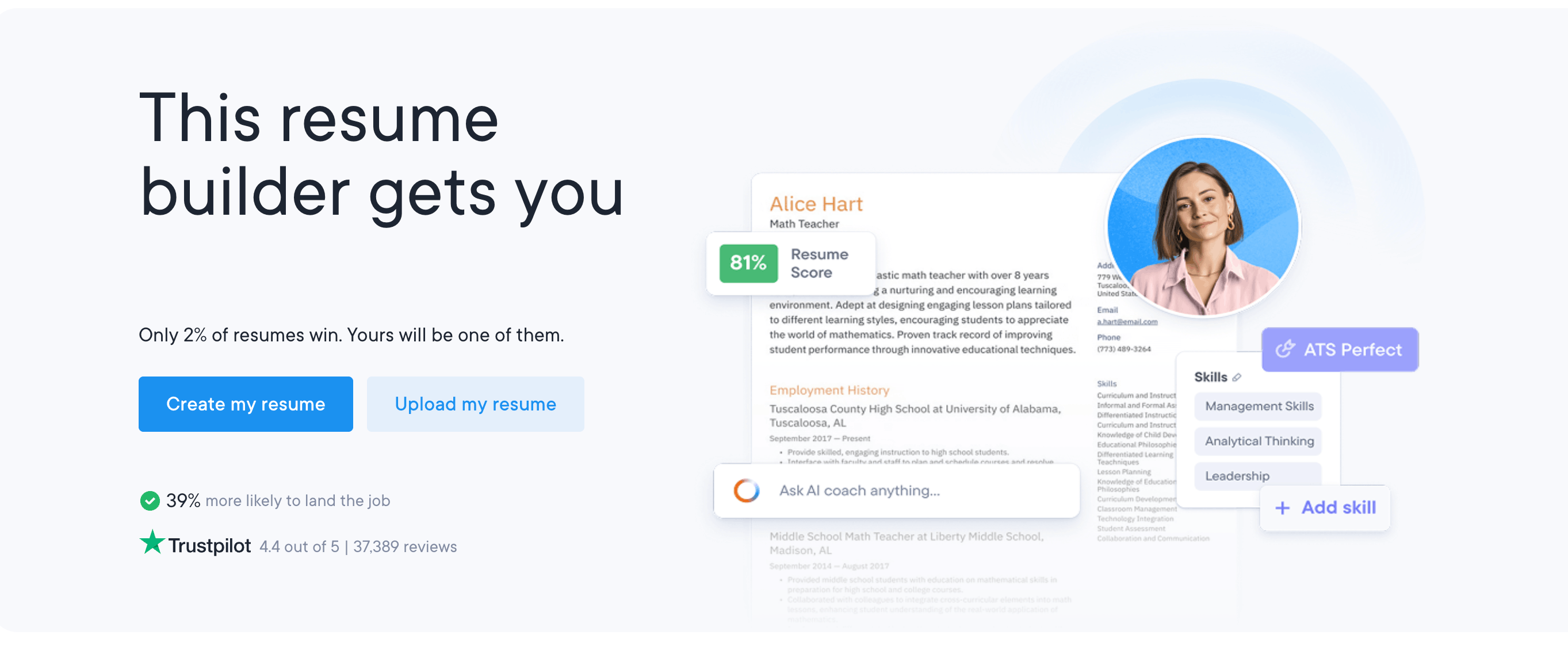 Resume.io interface preview