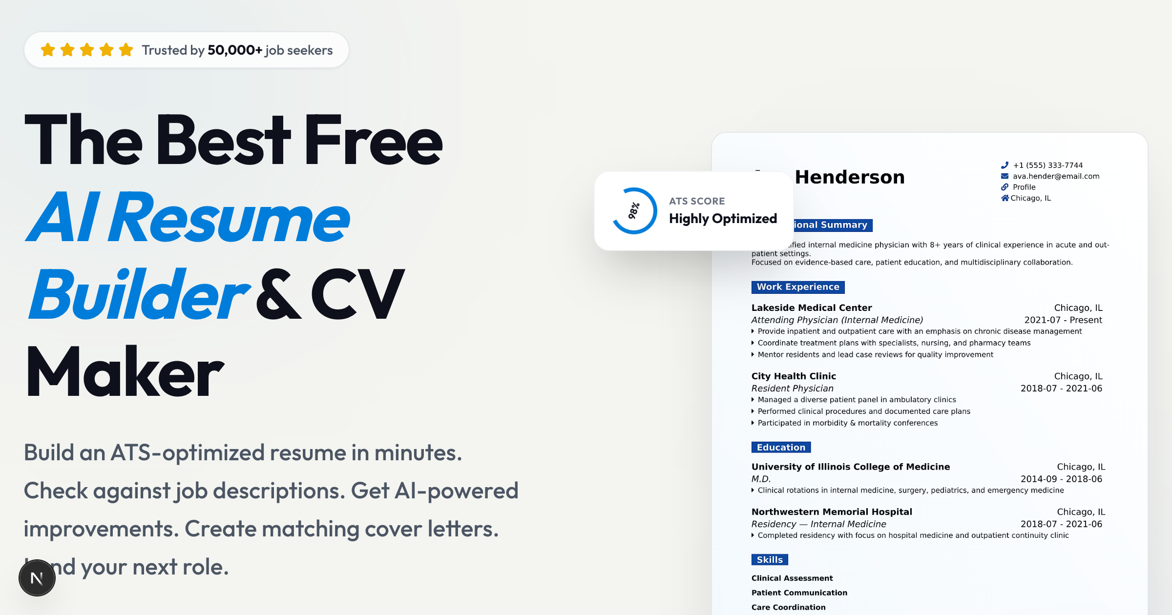 ResumeGenCV.com interface preview